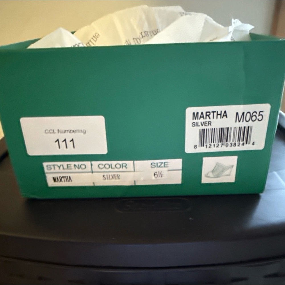 MARTHA PEEP TOE WEDGE HIGH HEEL WITH RHINESTONES BY LAUREN LORRAINE SILVER BNIB - Picture 6 of 6